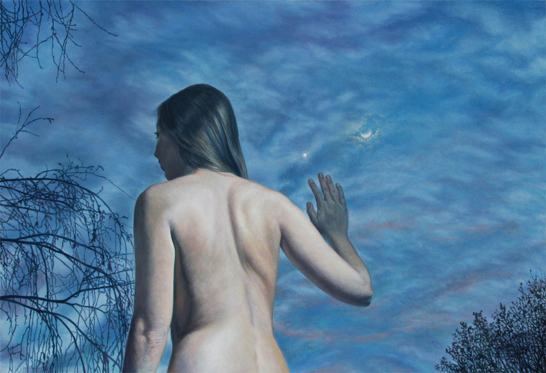 woman sky moon