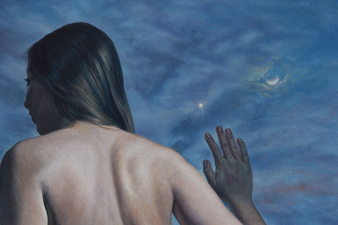 woman sky moon